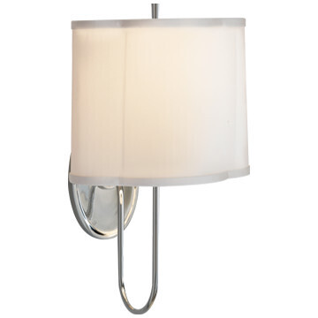 BBL 2017SS-S Simple Scallop Wall Sconce in Soft Silver with Silk Shade