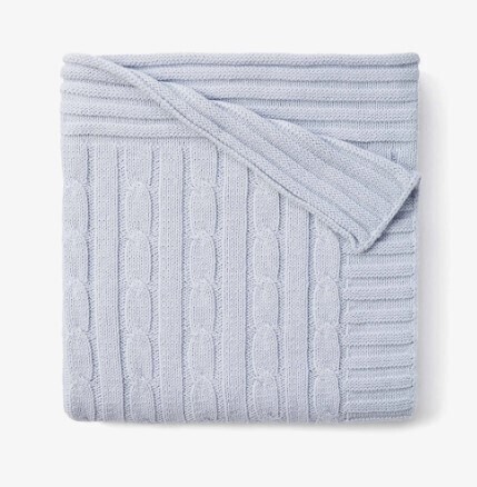 Cable Blanket- Blue