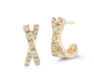 Earrings- Ava Bea Croxxover Mini Huggies YG .16ct diamonds