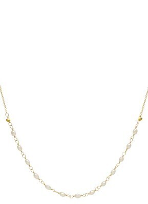 Necklace- Oval Freshwater Pearl Tied 18k