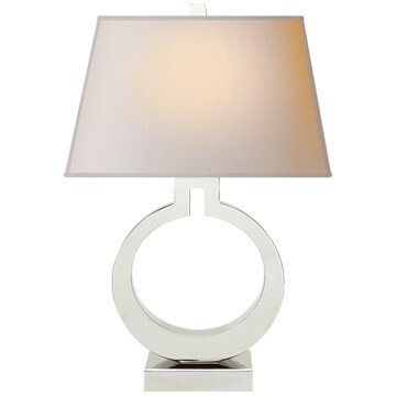CHA 8970PN-NP Ring Form Large Table Lamp in Polished Nickel with Natural Paper Shade