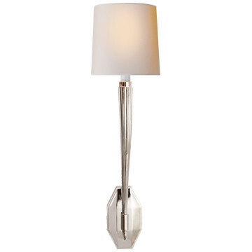 CHD 2460PN-NP Ruhlmann Single Sconce in Polished Nickel with Natural Paper Shade