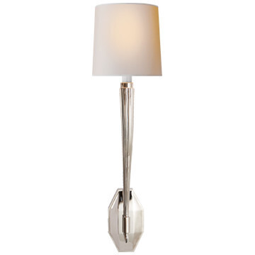 CHD 2460PN-NP Ruhlmann Single Sconce in Polished Nickel with Natural Paper Shade