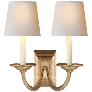 CHD 1496GI-NP Flemish Double Sconce in Gilded Iron with Natural Paper Shades