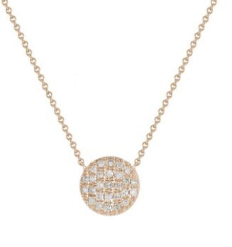 Necklace- Lauren Joy Medium Disc 16in 14k RG, .12tcw