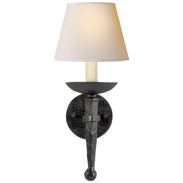 CHD 1404BR-NP Iron Torch Sconce in Black Rust with Natural Paper Shade