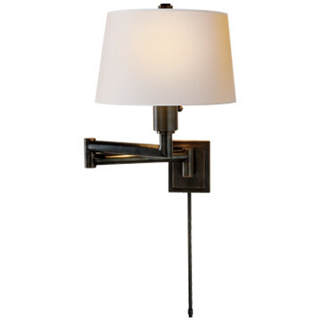 CHD 5106BZ-NP Chunky Swing Arm in Bronze with Natural Paper Shade