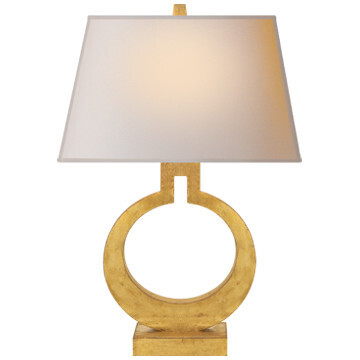 CHA 8969G-NP Ring Form Small Table Lamp in Gild with Natural Paper Shade