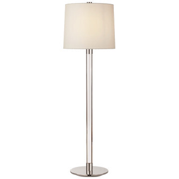 ARN 3005CG/PN-L Riga Buffet Lamp in Crystal and Polished Nickel with Linen Shade
