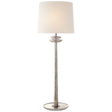 ARN 3301BSL-L Beaumont Medium Buffet Lamp in Burnished Silver Leaf with Linen Shade