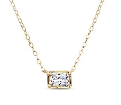 Leone Necklace White Sapphire 14k, .46ct