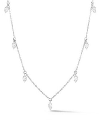 Necklace- Sophia Ryan Marquis Station Necklace 14k WG .25 ct diamonds