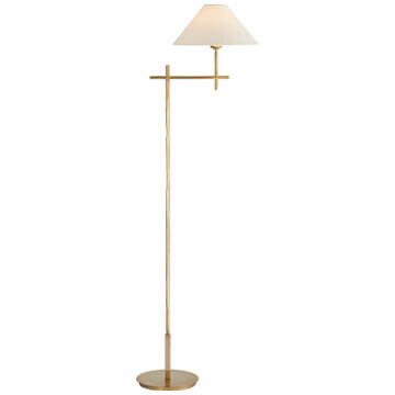 SP 1023HAB-NP Hackney Bridge Arm Floor Lamp in Hand-Rubbed Antique Brass with Natural Paper Shade