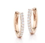 Earrings- Huggie Hoops 14k Rose gold, .13tcw Diamond