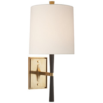 BBL 2036EBO-S Refined Rib Sconce in Ebony Resin and Soft Brass with Silk Shade