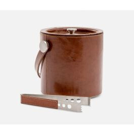Bristol Beige Leather Ice Bucket &amp; Tongs
