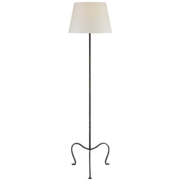 SP 1009AI-PL Albert Petite Tri-Leg Floor Lamp in Aged Iron with Natural Percale Shade