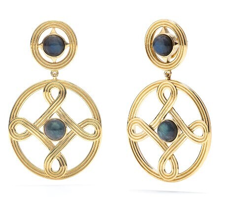Monique Double Earrings, Gold w. Lab