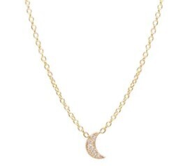 Necklace- 14K Vertical Moon pave .02 ctw 16