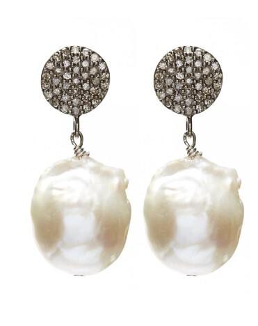 Earring- White Topaz with Pearl
