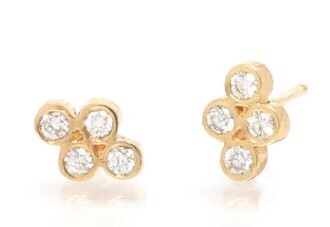 Earrings- 14k quad bezel 2pt diamond (.16 ctw)