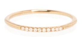 Ring- 14k round band ring w. 10 french pave diamonds (.05 ctw) sz 7