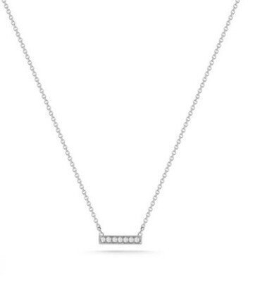 Necklace- Sylvie Rose Bar Necklace 14k White gold, .04tcw Diamond, 16