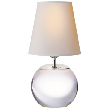 TOB 3014CG-NP Terri Round Accent Lamp in Crystal with Natural Paper Shade