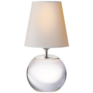 TOB 3014CG-L Terri Round Accent Lamp in Crystal, Linen Shade