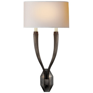 CHD 2461BZ-NP Ruhlmann Double Sconce in Bronze with Natural Paper Shade