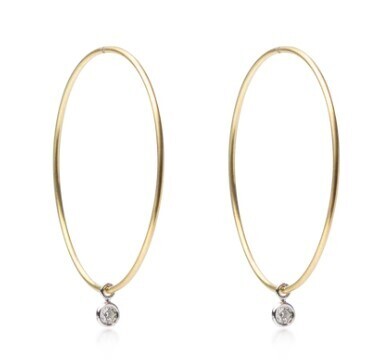 Horizon Hoop Earrings Diamond 14k, .25ct