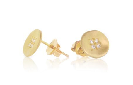 Four Star Wave Charm Studs- 18k