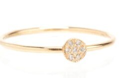 Ring- 14k itty bitty round disc stack ring w. pave diamonds (.02 ctw)