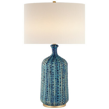 ARN 3608PA-L Culloden Table Lamp in Pebbled Aquamarine with Linen Shade