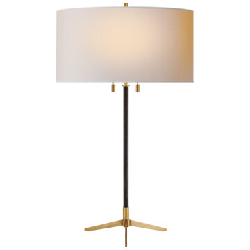 TOB 3194BZ/HAB-NP Caron Table Lamp in Bronze and Hand-Rubbed Antique Brass with Natural Paper Shade