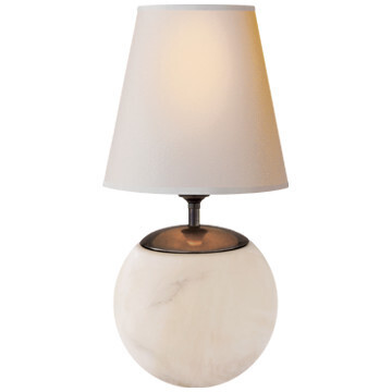 TOB 3023ALB-NP Terri Large Round Table Lamp in Alabaster with Natural Paper Shade..