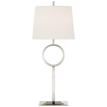 TOB 3631PN-L Simone Medium Buffet Lamp in Polished Nickel with Linen Shade