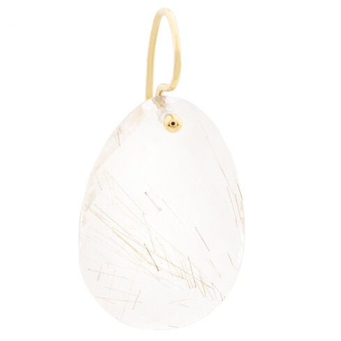 Earrings- 18kty Large Faceted Rutilated Quartz, .8