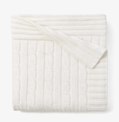 Cable Blanket, White