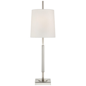 TOB 3627PN/CG-L Lexington Medium Table Lamp in Polished Nickel and Crystal with Linen Shade