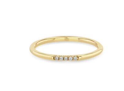 Ring- 14k Gold Band w. 5 French Pave Diamonds (.05CTW)