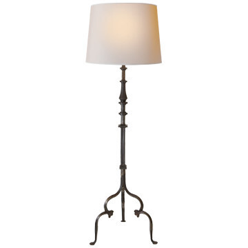 SK 1505AI-NP Madeleine Floor Lamp in Aged Iron with Natural Paper Shade