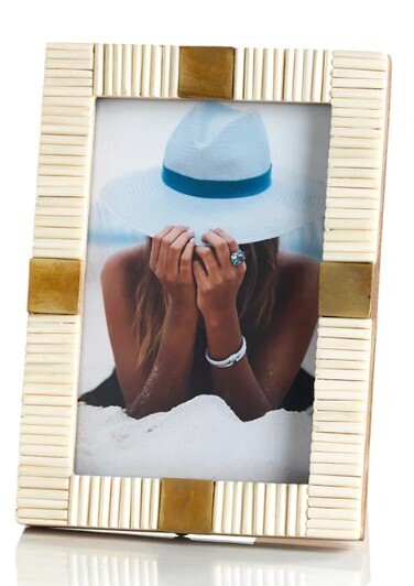 Maha Bone w/ Brass Trim Photo Frame-5x7