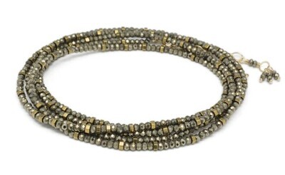 Bracelet- Confetti Wrap with Pyrite Beads, 34", Tier 1