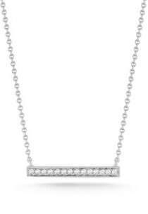 Necklace- Sylvie Rose Medium Bar Necklace 14k White gold, .07 tcw Diamonds
