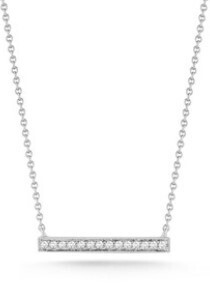 Necklace- Sylvie Rose Medium Bar 16in 14k WG, .07 tcw