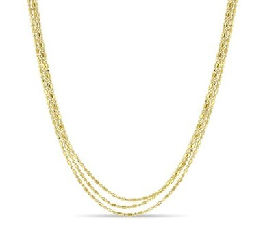 Necklace- 14k 2 strand diamond cut tube/bead