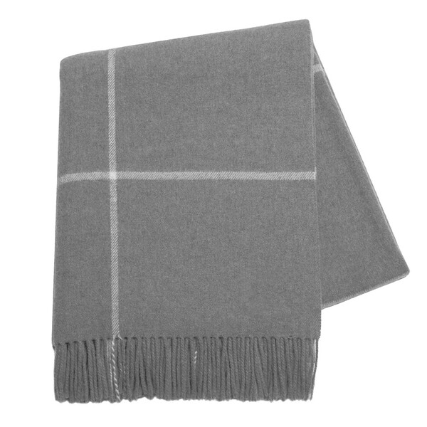 Windowpane Chashmere Throw- Gray