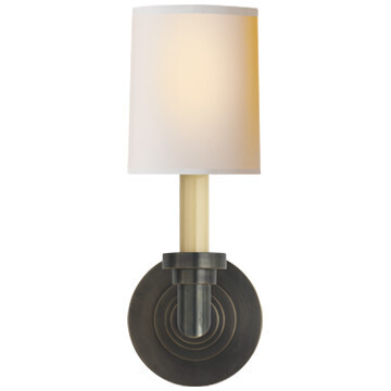 SL 2845BZ-NP Wilton Single Sconce in Bronze with Natural Paper Shade