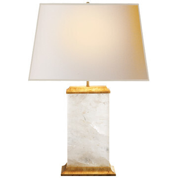 MS 3002Q-NP Crescent Table Lamp in Quartz and Antique Gold Leaf with Natural Paper Shade